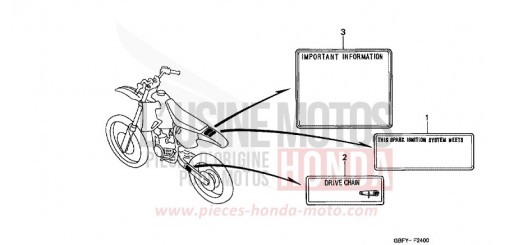 ETIQUETTE DE PRECAUTIONS CR80RBY de 2000